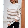 Whizmax Striped Long Sleeve Crew Neck Ribbed Knit Side Slit Oversized Pullover Sweater Jumper Top - 4 of 4