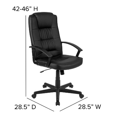 Contemporary High Back Swivel Leather Task Chair with Nylon Base
