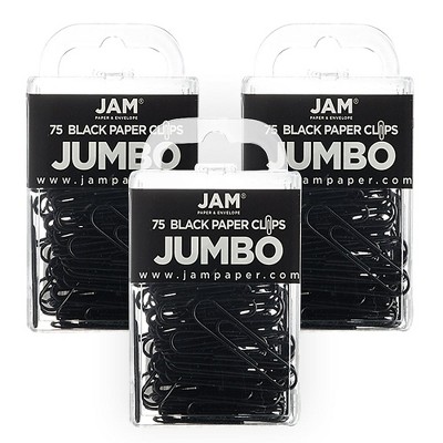 JAM Paper Jumbo Smooth Paper Clip Black 3/Pack 2184933B