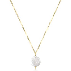 14K Gold Plated Dainty Single Pearl Choker - Trendy Simple Women's Pearl Necklace Jewelry - 1 of 4