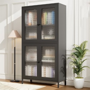 Whizmax Metal Storage Cabinet, 59" Tall Display Cabinet with 4 Glass Door, Kitchen Pantry Cabinet, Glass Storage Cabinet for Home Office - 1 of 4