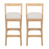 Set of 2 Rubberwood Indoor Bar Stools, 39‘’ Wood Bar Stools with Beige Upholstery Seat, Upholstered Bar Stools for Kitchen Home Bar - Koiai - 2 of 4