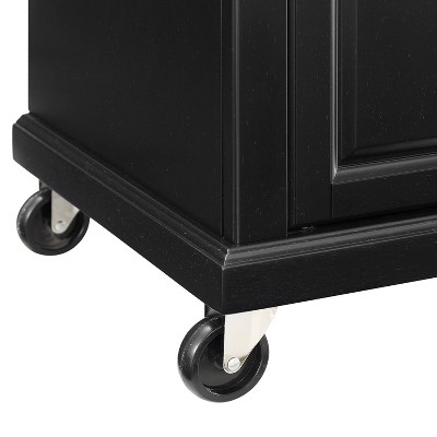 Avery Distressed Black Kitchen Island with Faux-Marble Top