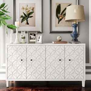 4-Door Wooden Accent Cabinet Sideboard Buffet Storage Cabinet with Adjustable Shelves for Living Room, Dining Room, Office, Kitchen - 1 of 4