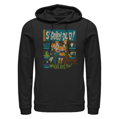 Men's Scooby Doo Where Are You Villains  Pull Over Hoodie - Black - 3X Large