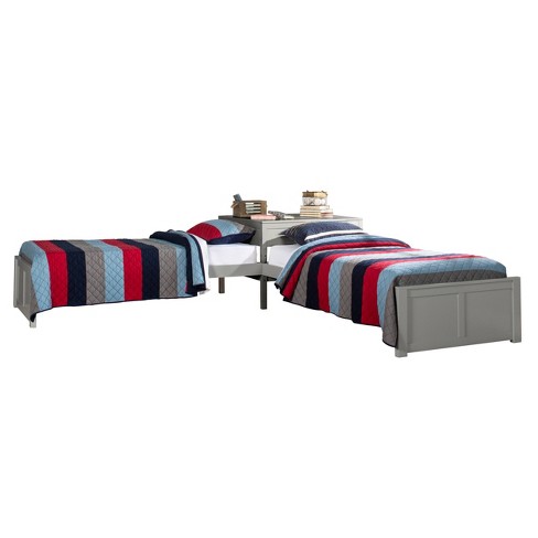 Twin beds in l hot sale shape