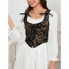 Acekool Women’s Vintage Floral Corset Lace-Up Vest, Vintage Pirate-Inspired Bustier with Embroidered Print - 4 of 4