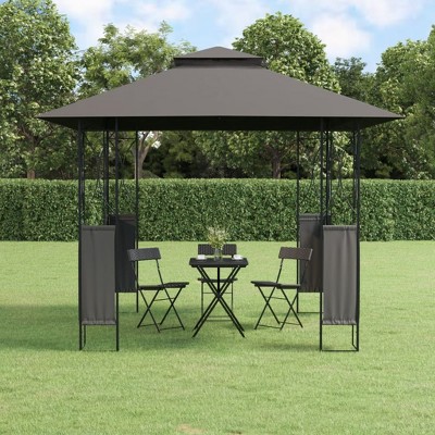 vidaXL Steel Gazebo with Double-tiered Roof, Anthracite - Spacious and Elegant Garden Shelter, Ideal for Parties, Picnics & Weddings