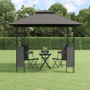 vidaXL Steel Gazebo with Double-tiered Roof, Anthracite - Spacious and Elegant Garden Shelter, Ideal for Parties, Picnics & Weddings - 1 of 4