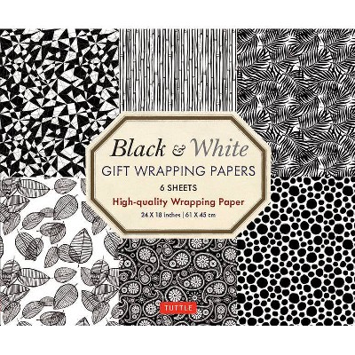 Black & White Gift Wrapping Papers - 6 Sheets - by  Tuttle Publishing (Paperback)