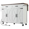 JUJABU 53.5''Farmhouse Kitchen Island with Power Outlet, Drop Leaf, Spice Rack and Drawer - 2 of 4
