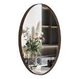ANDY STAR Modern Decorative 24 x 36 Inch Oval Wall Mounted Hanging Bathroom Vanity Mirror with Stainless Steel Metal Frame, Brushed Bronze