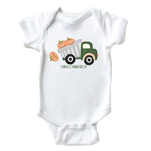 The Juniper Shop SmileyWorld Dump Truck Pumpkins Baby Short Sleeve Bodysuit - 1 of 4