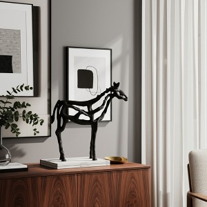 Modern Horse Figurine Sculpture Abstract Home Decor Aluminum Contemporary Style for Living Room, Office, Bedroom Display Accent - 14" Black - 1 of 4