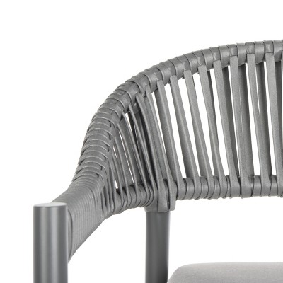 Greer Gray Aluminum Rope Dining Chair with Cushions