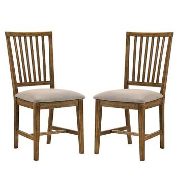 Simple Relax Set of 2 Upholstered Side Chair in Tan and Weathered Oak