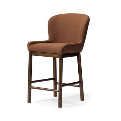 Maven Lane Gia High Back Fabric Counter Height Chair, Aged Brown/Clay
