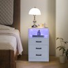 KTMBDW Nightstand with Charging Station, Side Table with 3 Drawers, End Table with Shelf, Bedside Table with LED Light for Bedroom Living Room - 2 of 4