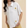 Women's Floral Crochet Patch Linen Blend Blouse - AnnieWear - 2 of 3
