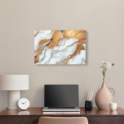 Gold and White Marble Abstract Canvas Wall Art, 24" x 16"