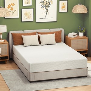 FDW 10 inch Bamboo Charcoal Memory Foam Mattress Cooling Gel CertiPUR-US Certified Breathable Bed Mattress for Cooler Sleep,White - 1 of 4