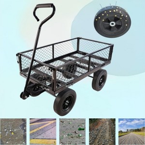 BEAFUP Heavy Duty 660Lbs Capacity Garden Cart with 4 Airless Solid Tires & Removable Mesh Sides-Foldable Utility Wagon for Gardening,Yard Work - 1 of 4