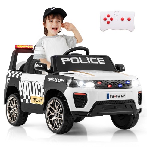 Infans Kids Ride On Police Car 12v 7a Battery Powered Cop Car W Remote Control Target