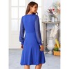 Seta T Women's Lantern Long Sleeve Round Neck Elegant Swiss Dots Work Knee Length Dress - 4 of 4