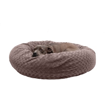 FurHaven Deep Dish Curly Fur Plush Donut Dog Bed - Large, Cocoa Dust