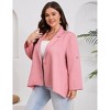 Womens Plus Size Blazers Long Sleeve Classic Draped Open Front Lightweight Cardigans - 3 of 4