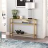 42" 3-Shelf Metal Gold Console Table with Glass Shelves - Henn&Hart - 2 of 4