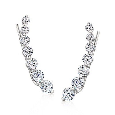 Ross-Simons 1.90 ct. t.w. Graduated CZ Ear Crawlers in Sterling Silver