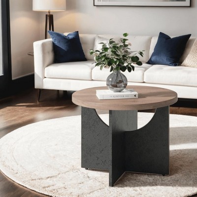 SAINTCY Rustic Round Coffee Table