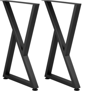 VEVOR Metal Table Legs, 28x18 inch Desk Legs, Set of 2, Heavy Duty Bench Legs, Z Shape Metal Furniture Legs, Wrought Iron Coffee Table Legs, Black - 1 of 4