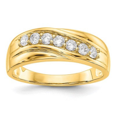 Black Bow Jewelry Men's 7.2mm 14K White or Yellow Gold 1/2 Ctw Diamond Tapered Band