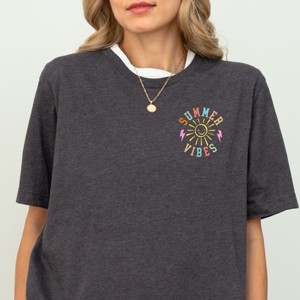 Simply Sage Market Summer Vibes Sun Colorful Front and Back Design Short Sleeve Tee - 1 of 4