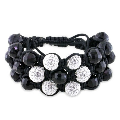 EVERLY JEWELRY | Multiple-color Cord Shambhala Bracelet with Cubic Zirconia Beads - Multiple Stone and Cord Color Options