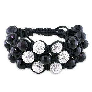 EVERLY JEWELRY | Multiple-color Cord Shambhala Bracelet with Cubic Zirconia Beads - Multiple Stone and Cord Color Options - 1 of 2