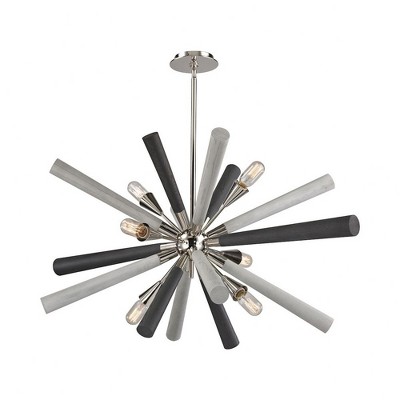 Elk Home Solara 6 - Light Chandelier in  Grey Washed Wood Tone/Polished Nickel