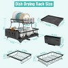 SEVOBAL 2-Tier Dish Racks Kitchen Holder Dish Drying Rack Drainboard Detachable Drainer Organizer Utensil Cup Rack Swivel, Black, 17.36"*12.68"*4.29" - 3 of 4