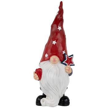 Northlight Gnome Holding Star Patriotic Outdoor Garden Statue - 16.5"