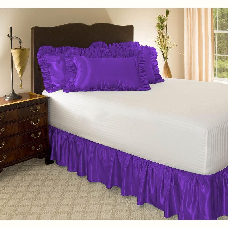 SHOPBEDDING Satin Ruffled Bed Skirt with Platform,  Wrinkle Free and Fade Resistant, 2 of 4