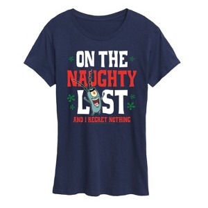 Women's - SpongeBob SquarePants - Plankton Naughty List Short Sleeve Graphic T-Shirt - 1 of 4