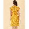 Allegra K Women's Boho Flutter Sleeve V Neck Belted A-Line Wrap Midi Floral Dress - 4 of 4