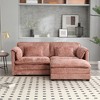 76.77'' Chenille Double Sofa with Removable Armrests L-Shaped Sectional Sofas, Footstool, and Convenient Side Pockets - 2 of 4