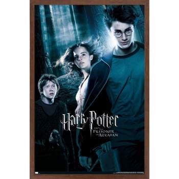 Trends International The Wizarding World: Harry Potter - Stamps Collage Framed Wall Poster Prints Mahogany Framed Version 14.725 x 22.375