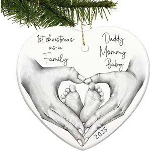 Lomsoe Baby First Christmas Ornament Family Christmas Ornaments New Mom and Dad Gifts First Time Parent Gift Christmas Ornament Ceramic Ornament - 1 of 1
