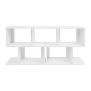 YIYIBYUS 2 Pcs Geometric Bookshelf, 2 Tier Freestanding Display Shelf, Z Shaped - 1 of 4