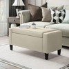 36" Ottoman with Storage, Storage Ottoman Bench with Lift Top and Rubberwood Legs, Linen Upholstered Entryway Bench with Seating for Living Room - 2 of 4
