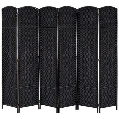 Homcom 6' Tall Wicker Weave 6 Panel Room Divider Privacy Screen : Target